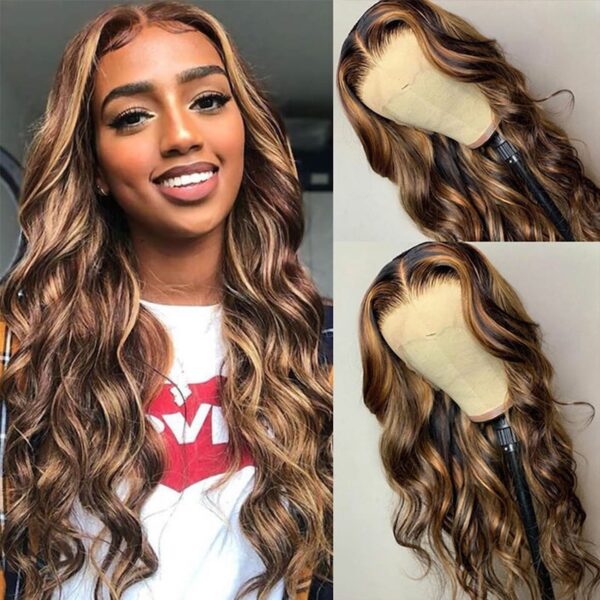 13X4-Brown-Highlight -Lace-Front-Wig-Body-Wave 1