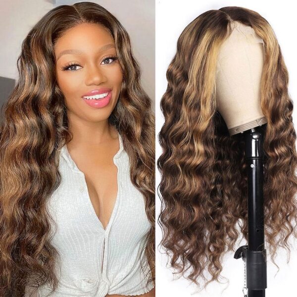 13x4 Highlight Lace Front Wig Loose Deep Wave Style P4 27 Color