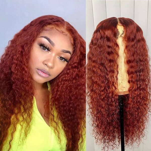 Ginger Orange Color 13X4 Curly Wave Lace Front Wig
