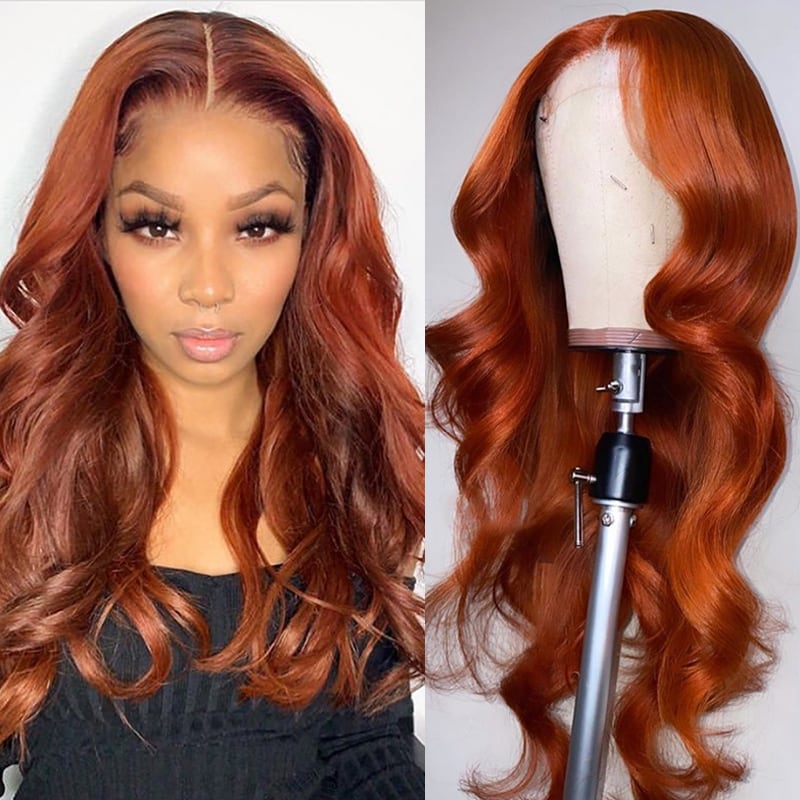 13X4 Lace Front OranBody wave ginger clor wig 13X4 Lace Front wigge Ginger Color 1