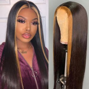 black women with straight p1b 27 4x4 Lace Closure Wig