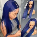 Blue Long Straight T Part Wig