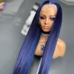 28 inches T Part Lace Wig with blue color