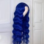 Mannequin with blue body wave long wig