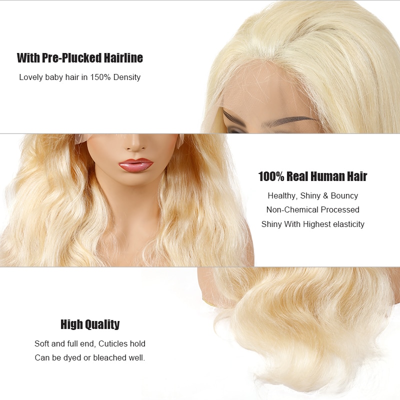 CYWIGS Full Lace Wig Straight Virgin Human Hair Wigs 150 Density Body Wave