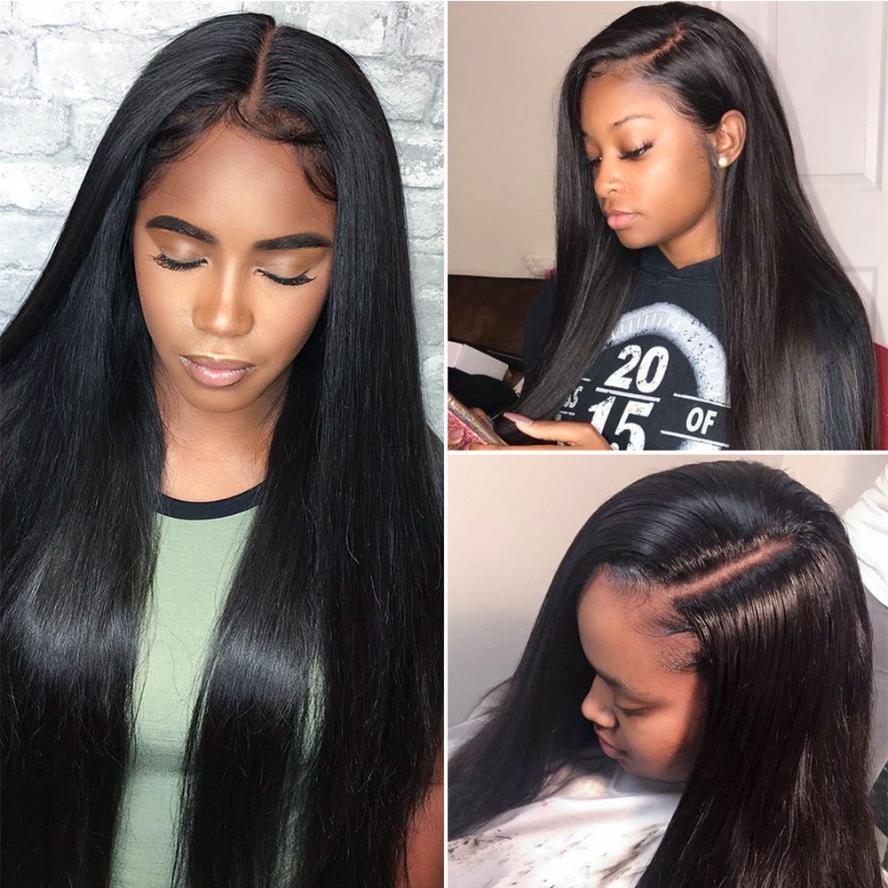 straight full lace human hair wig with baby hair