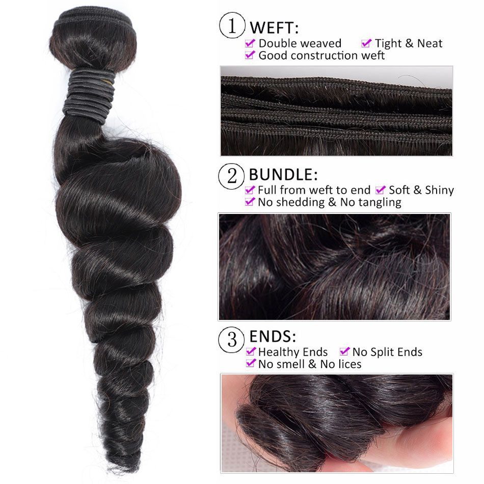 Loose Deep Wave Human Hair Bundles With Closure 3 4 Bundles For Black Woman