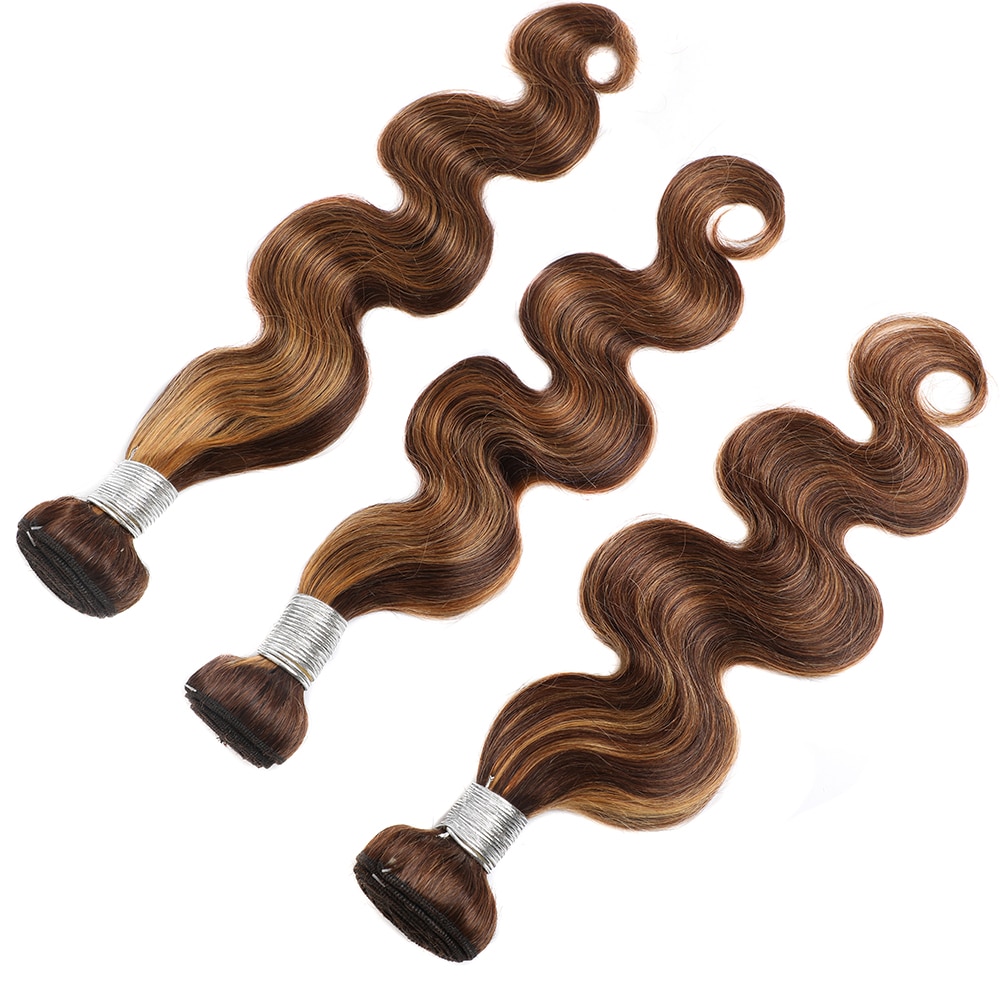 Highlight Body Wave Bundles With Closure Ombre Blonde Brown Brazilian Hair