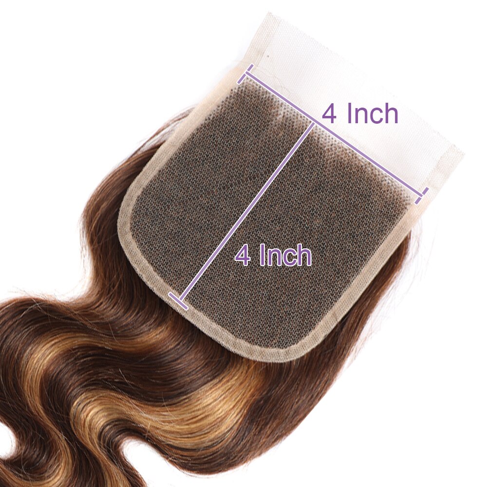 Highlight Body Wave Bundles With Closure Ombre Blonde Brown Brazilian Hair