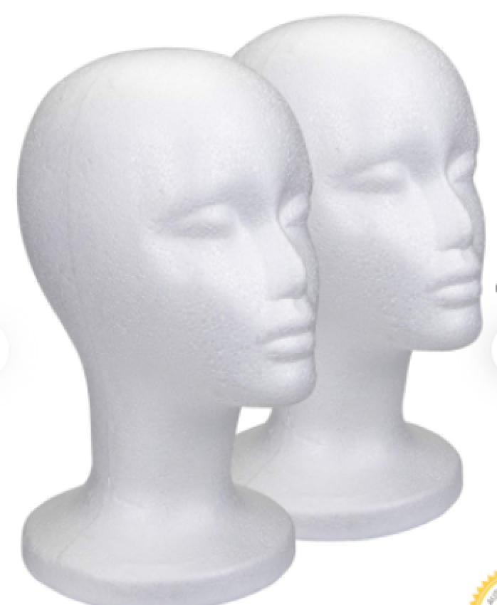 Styrofoam head for wig storing