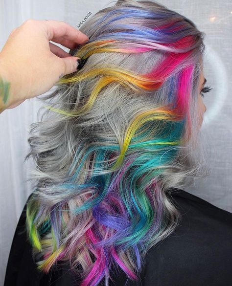 a colorful hair style after dyeing