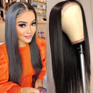 13x4 Black Straight Wig Lace Front Human Hair